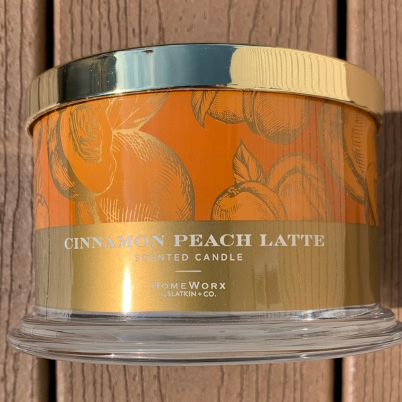 🆕CINNAMON PEACH LATTE HARRY SLATKIN HOMEWORX 4 WICK 18oz CANDLE NWTS! - Picture 1 of 5